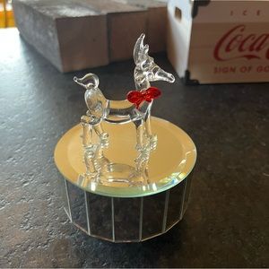Glass Reindeer Mirrored Music Box